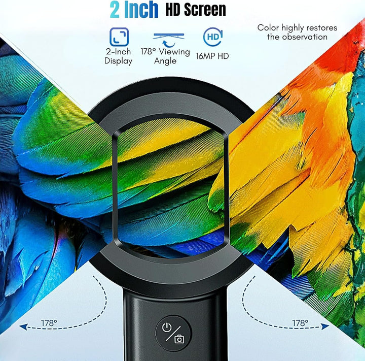 Digitales Lupe 2.0" IPS-Bildschirm 4X Digitale Handlupe mit 8 LED-Leuchten für Erwachsene, 16MP Hand