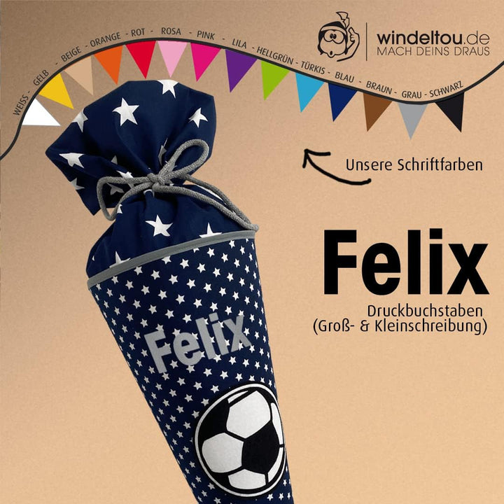 Fussball-Schultüte | 70 cm | Klassische Schultüte | Stoff, Einschulung, Schulanfang, Zuckertüte, 70