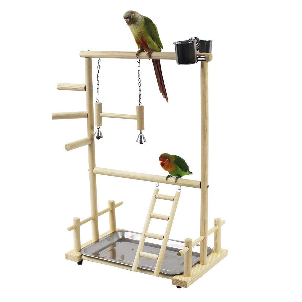 TiSkying Papagei Vogel Spielplatz, Papageien Playstand Papageien Spielstand Vogel Spielplatz Holz Ba