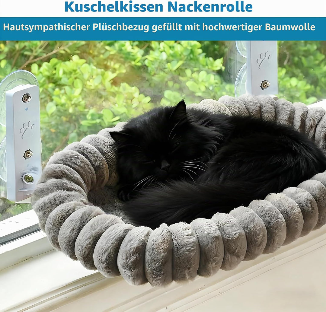Katzen Fensterliege Faltbar mit 4 Saugnäpfen – Stabiles Katzenbett &amp; Hängematte fürs Fensterbrett bi