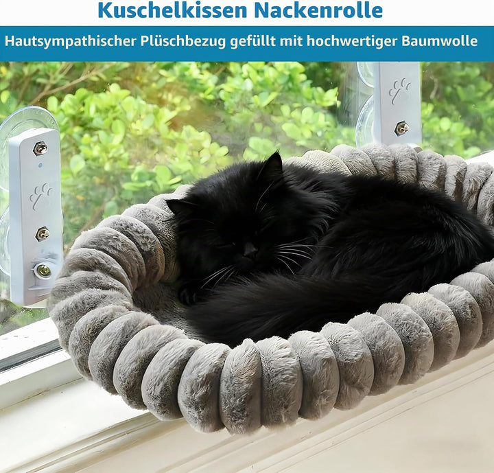 Katzen Fensterliege Faltbar mit 4 Saugnäpfen – Stabiles Katzenbett &amp; Hängematte fürs Fensterbrett bi