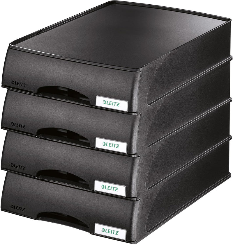 Leitz Briefkorb-Schublade A4, 4er Pack, Schwarz, Plus Serie, 52100095 4 Stück Schwarz, 4 Stück Schwa