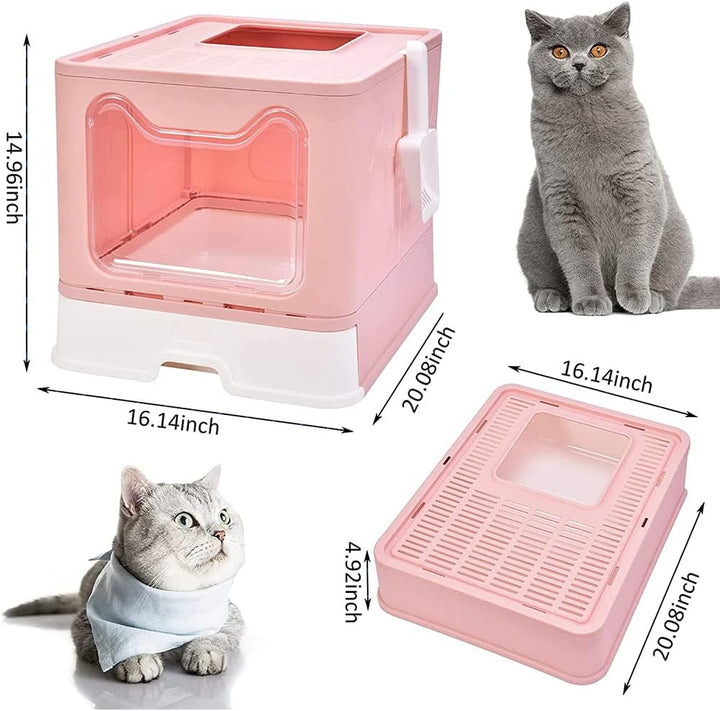 Katzentoilette für Katzentoilette, geschlossen, faltbar, doppelte Flügeltür und obere Tür + Schaufel