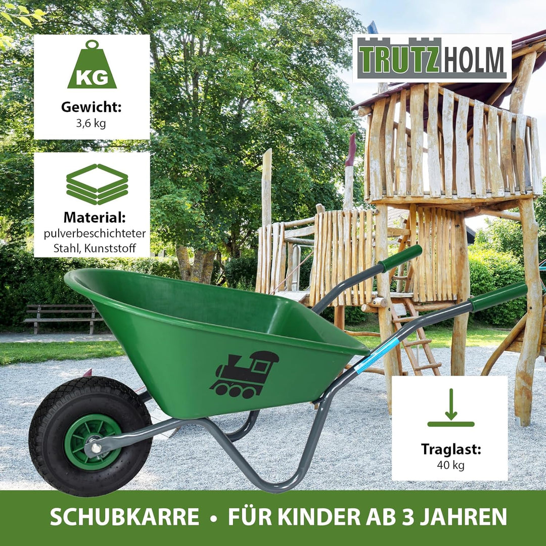 TRUTZHOLM Kinderschubkarre Uni 3,6 kg 40 kg Traglast Stahl Kunststoff Vollgummirad Schiebkarre Garte