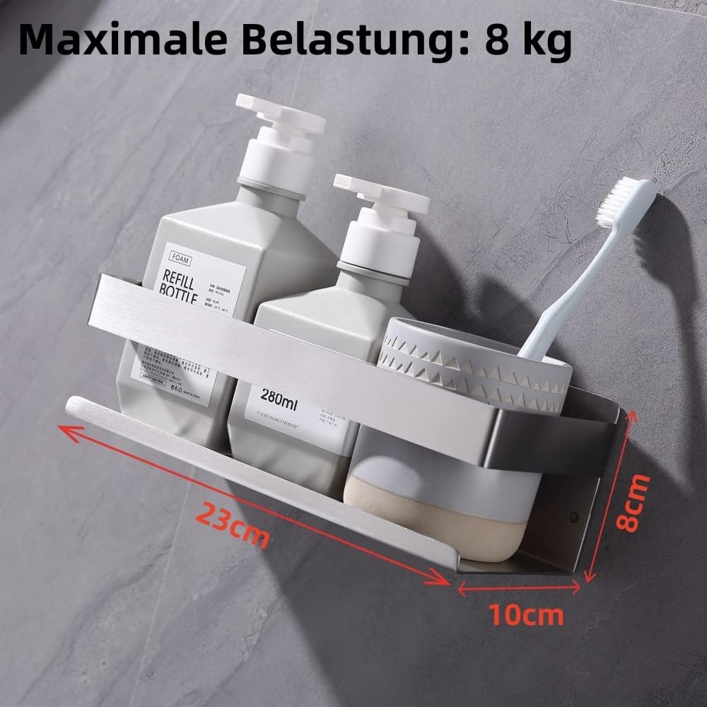 KigKog® Duschablage ohne Bohren Gebürstetes Nickel, Duschregal Wandmontage Edelstahl SUS304 Rostfrei