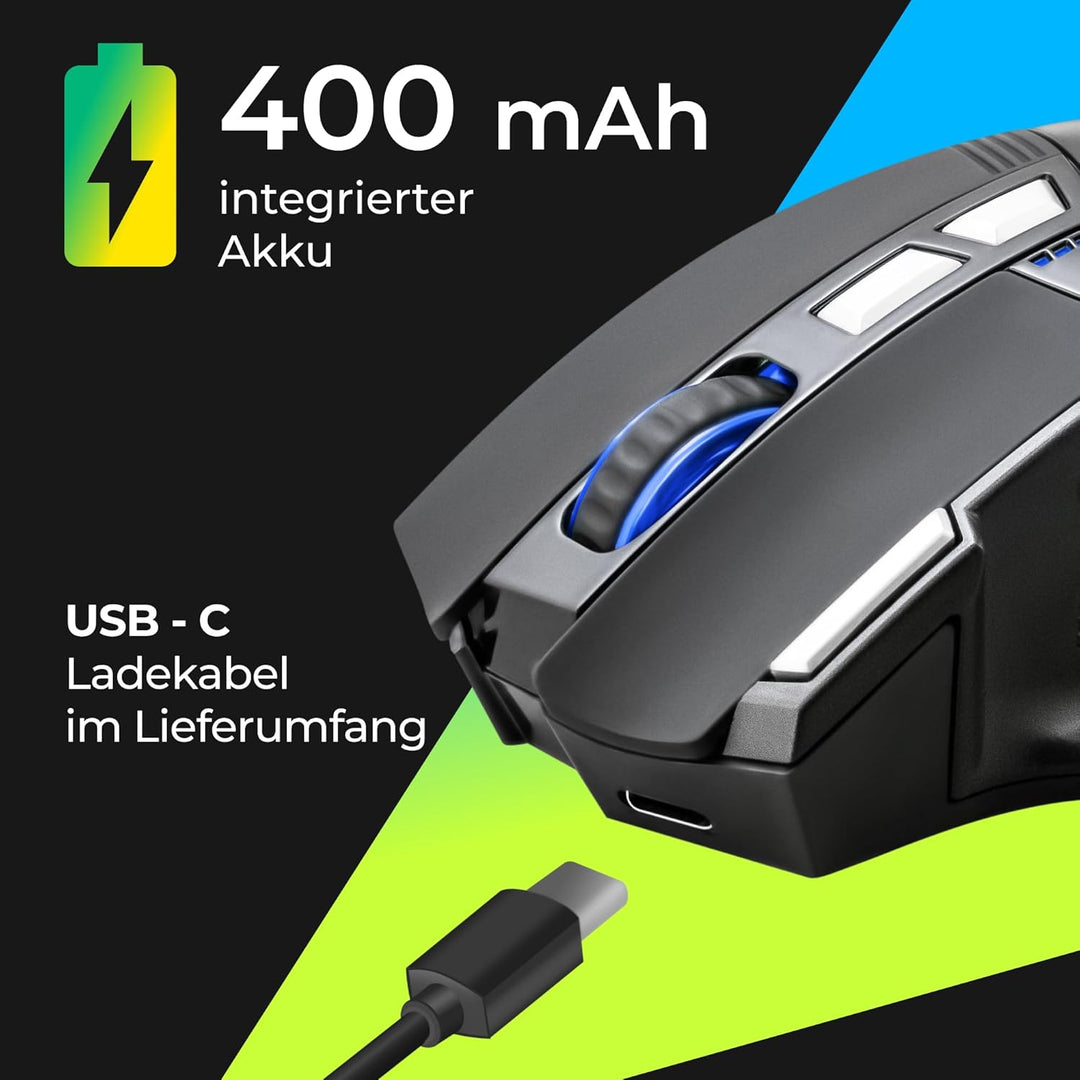 Defender Knight GM-885 Kabellose Gaming Maus, RGB Beleuchtung, 3200 DPI, 400 mAh Akku, 7 programmier
