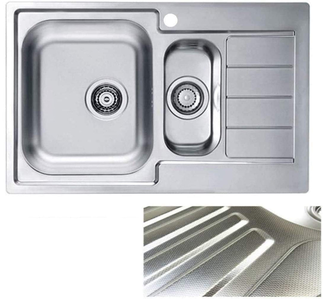 VBChome: Einbauspüle mit Hahnloch Rechts 790x500 mm Camping Küchenspüle - Leinenstruktur Alveus Line