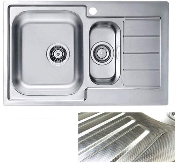 VBChome: Einbauspüle mit Hahnloch Rechts 790x500 mm Camping Küchenspüle - Leinenstruktur Alveus Line