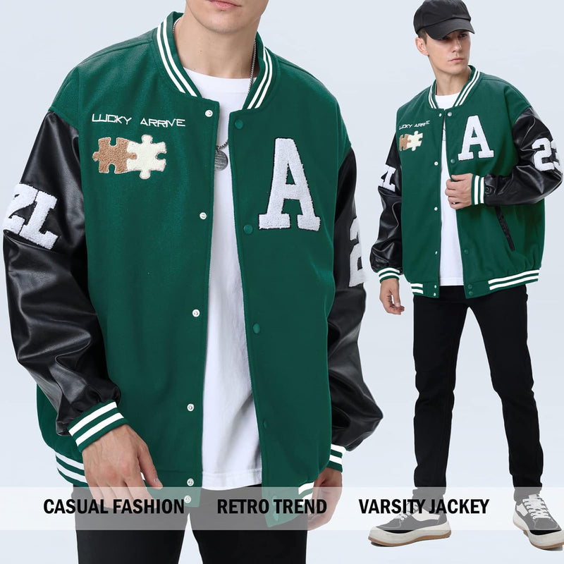 Eocicvvi Herren College Jacke Übergangsjacke Damen Freizeit Jacke Harajuku Stil Sportjacke Streetwea