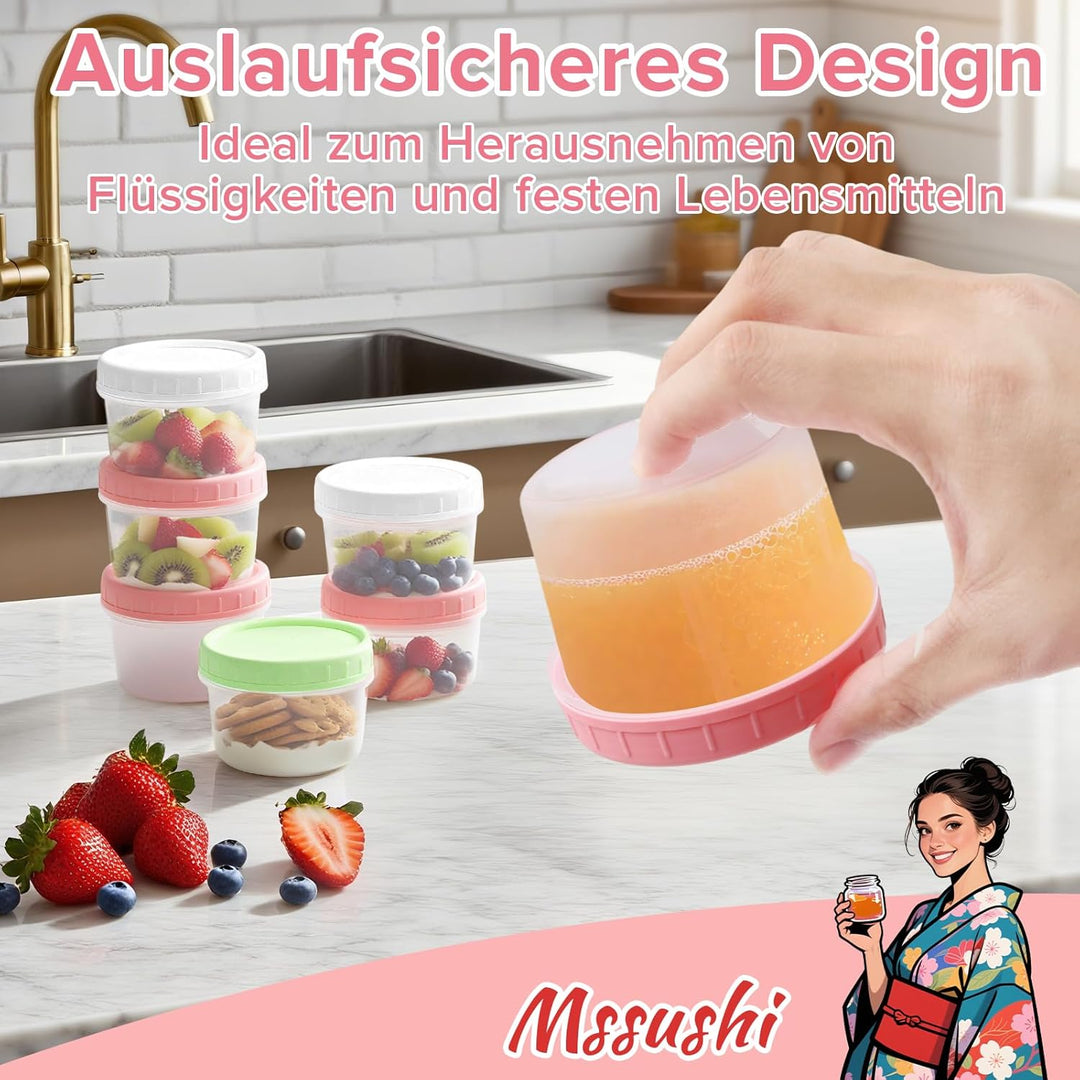 Mssushi 24 Stück 200ml Kleine Lebensmittelbehälter mit Deckeln, Wiederverwendbare Kunststoff-Deli-Kl