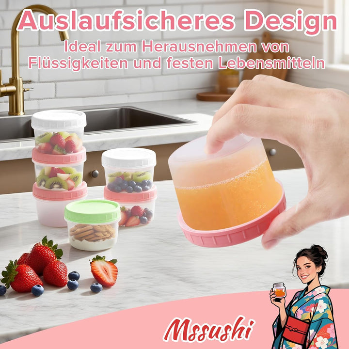 Mssushi 24 Stück 200ml Kleine Lebensmittelbehälter mit Deckeln, Wiederverwendbare Kunststoff-Deli-Kl
