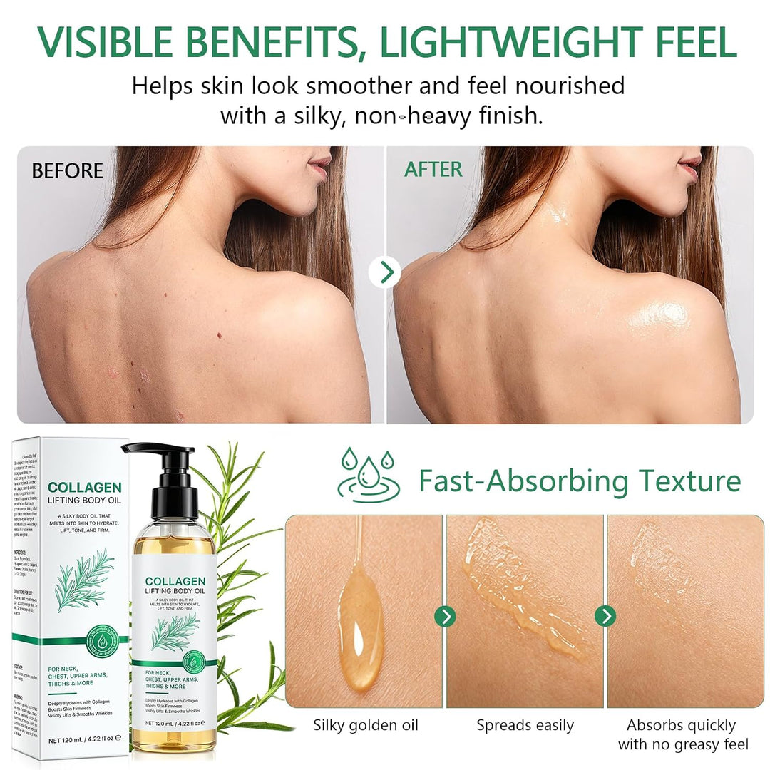 Kollagen Körperöl, Collagen Lifting Body Oil, Straffendes Körperöl mit Kollagen, Reduziert feine Str