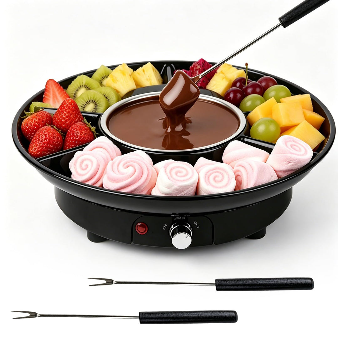 PORFOYO Elektrisches Schokofondue, 280ml Schokoladenschmelzer mit 2 Gabeln, Schokoladen Fondue mit 2