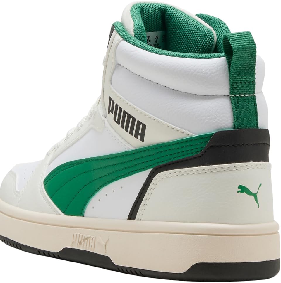 PUMA Unisex Kinder Rebound V6 Mid JrSneaker 4 UK Vapor Gray Archivgrün Puma Weiss, 4 UK Vapor Gray A