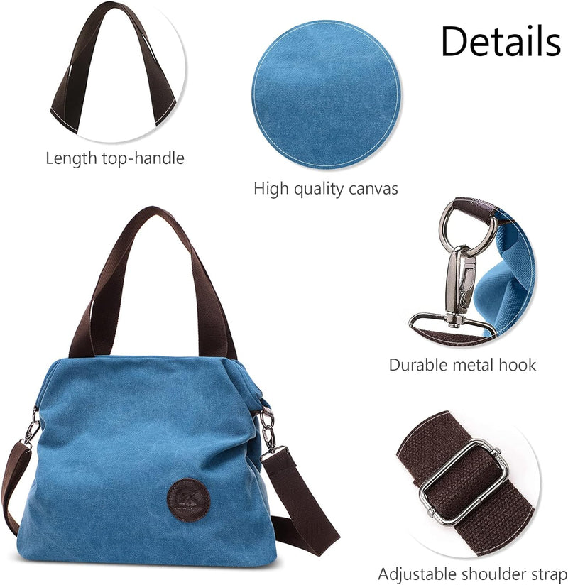 DIRRONA Mode Damen Canvas Handtasche Canvas Schultertasche Beiläufig Hobo Tasche Schule Einkaufen Tr