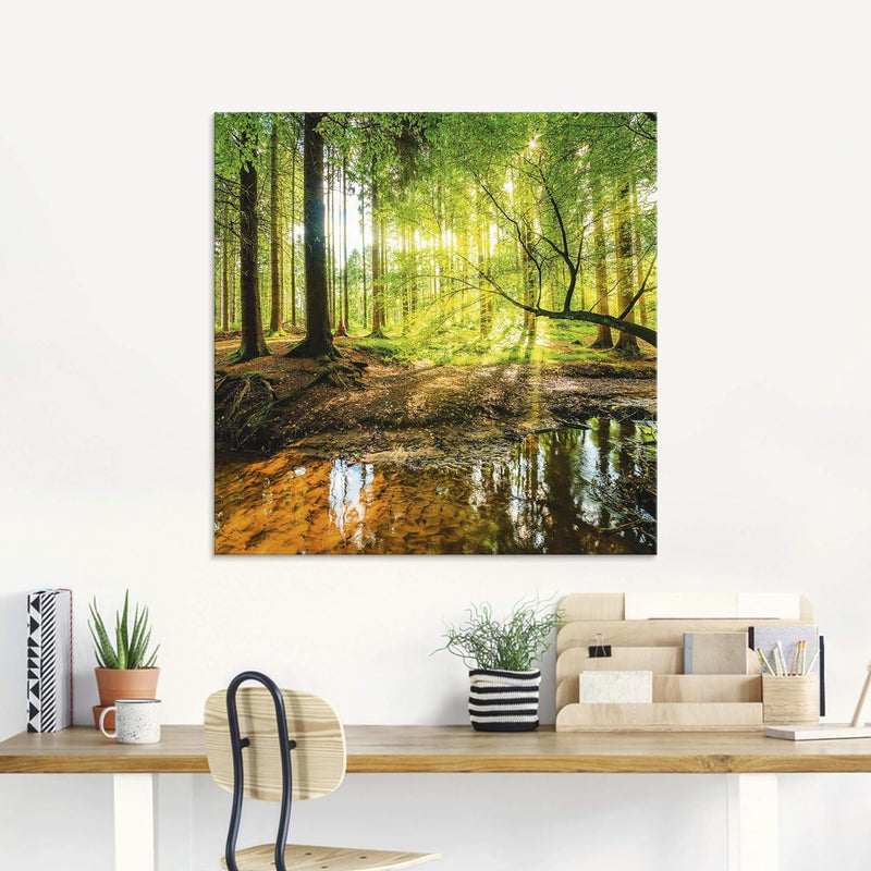 ARTland Glasbilder Wandbild Glas Bild Set 3 teilig je 40x40 cm Quadratisch Wald Natur Landschaft Bäu