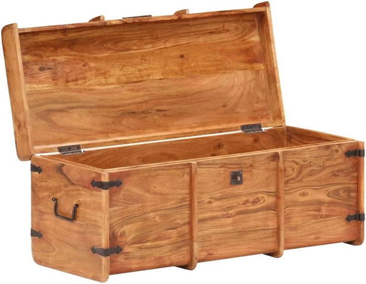 vidaXL Akazienholz Massiv Holztruhe Abschliessbar Truhe Aufbewahrungsbox Holzkiste Schatztruhe Schat