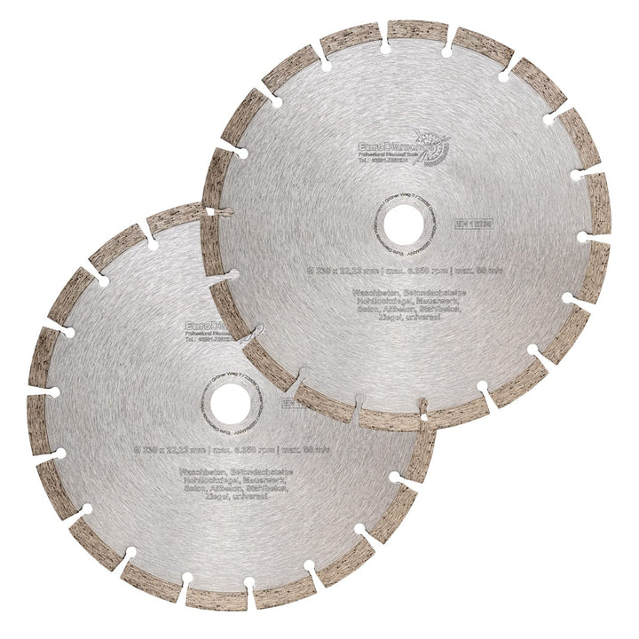 2x EDW Profi Diamanttrennscheibe 230 x 22,23 x 10 mm Standard Universal - lasergeschweisste Diamant