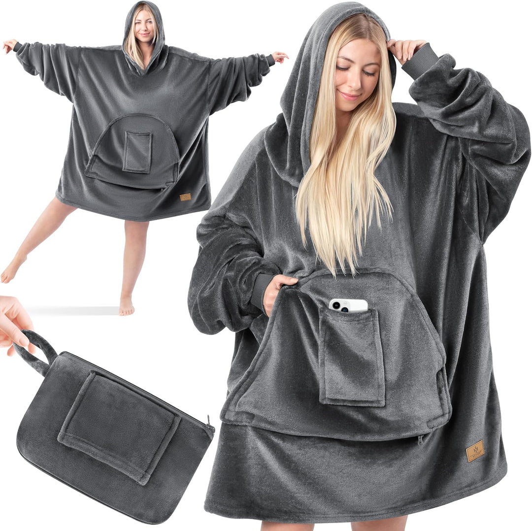 KESSER® Hoodie Decke Kuscheldecke mit Ärmeln Deckenpullover Vielseitig Tragbare Decke zum Anziehen f