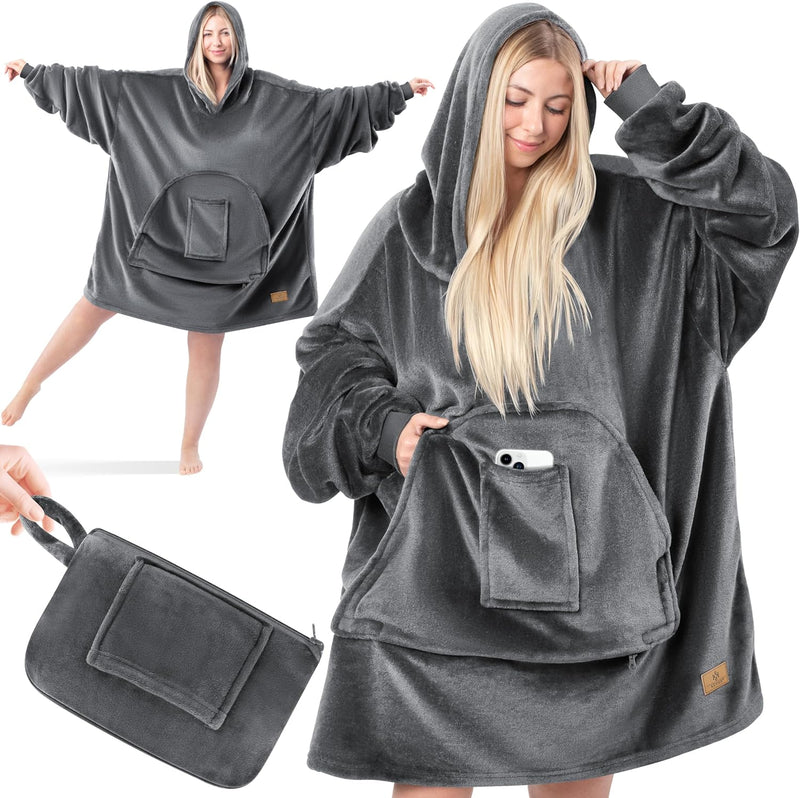 KESSER® Hoodie Decke Kuscheldecke mit Ärmeln Deckenpullover Vielseitig Tragbare Decke zum Anziehen f