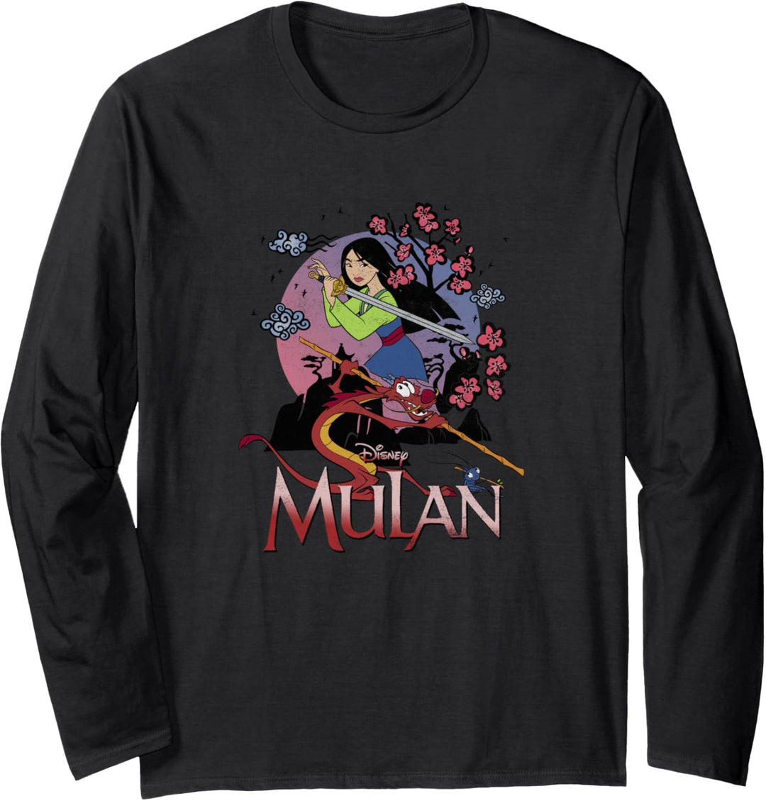Disney Mulan And Mushu Collage Portrait Logo Langarmshirt