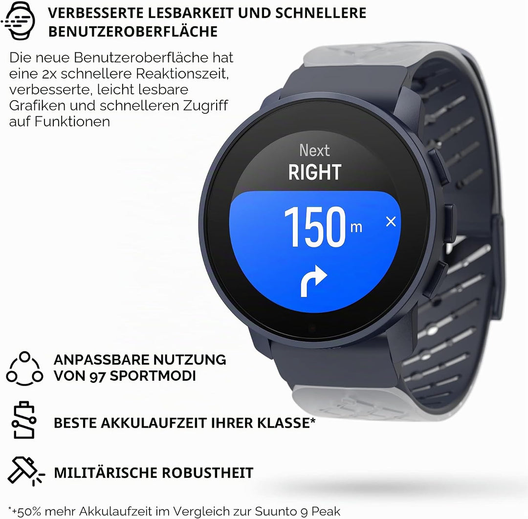 SUUNTO 9 Peak Multisport Uhr - Robust Outdoor Smartwatch, Saphirglas Bildschirm &amp; 100m Wasserdicht,
