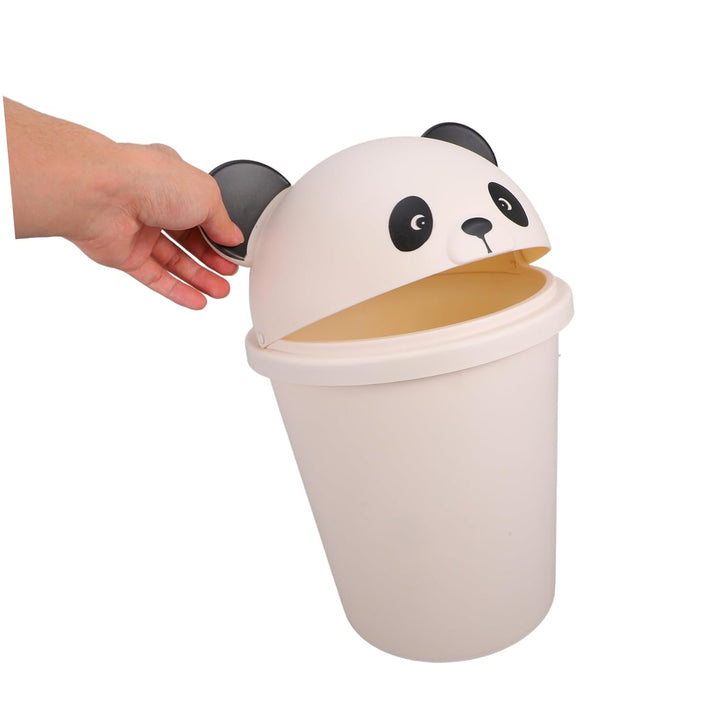 GARVALON Kunststoff Mülleimer mit Deckel Panda 10 Liter Cartoon Papierkorb für Bad Küche und Büro Ko
