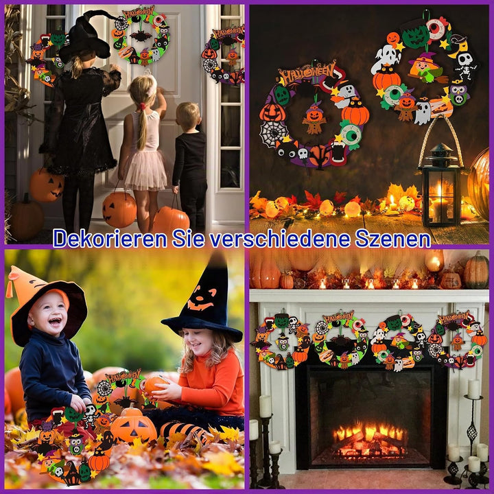 Benjia Halloween-Filzkranz- und Ornamente-Bastelset für Kinder (2502), 4 Stück Halloween-2, Hallowee