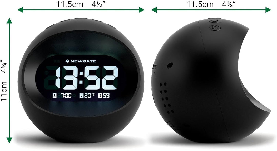 NEWGATE® Digital Centre of The Earth Wecker (Schwarz mit schwarzem LCD-Display) Black With Black Lcd