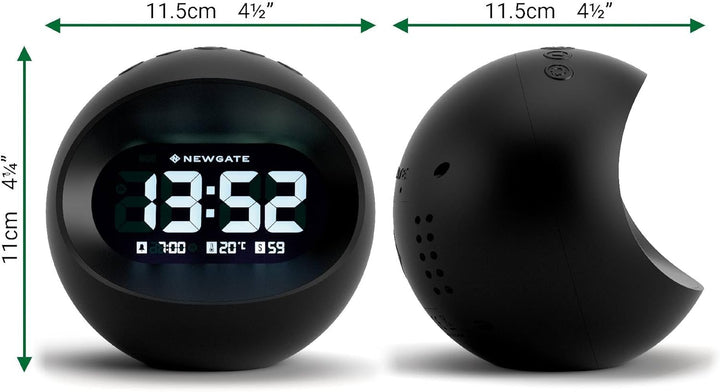 NEWGATE® Digital Centre of The Earth Wecker (Schwarz mit schwarzem LCD-Display) Black With Black Lcd