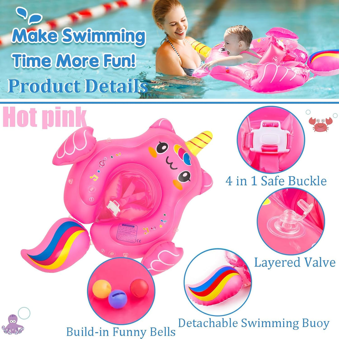 Baby Schwimmring mit UPF50+Sonnendach für ab 3-24 Monate,Aufblasbare Schwimmtrainer Schwimmhilfe Bab