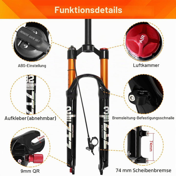 ZTZ Magnesiumlegierung Mountain Front Gabel Luftdruck Stossdämpfer Gabel Fahrrad Zubehör Romote Lock