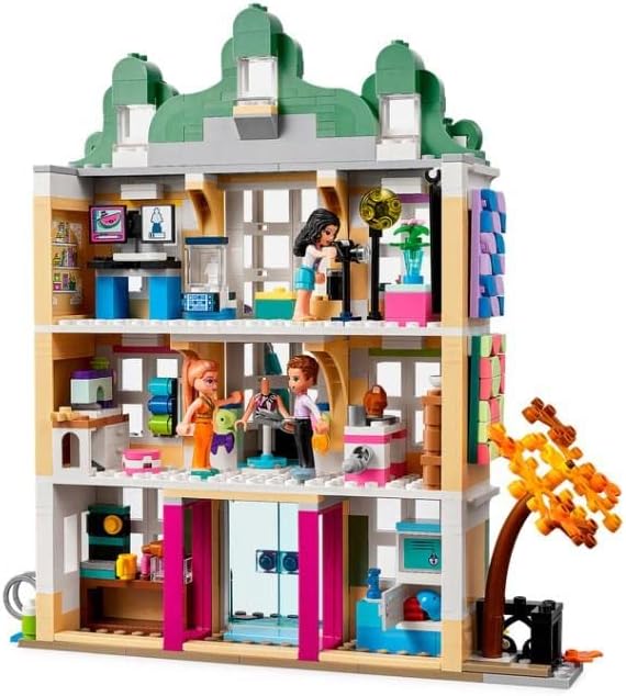 LEGO 41711 Friends Emmas Kunstschule, 3-stöckige Heartlake City Schule mit 3 Mini-Puppen, Kunst-Zube