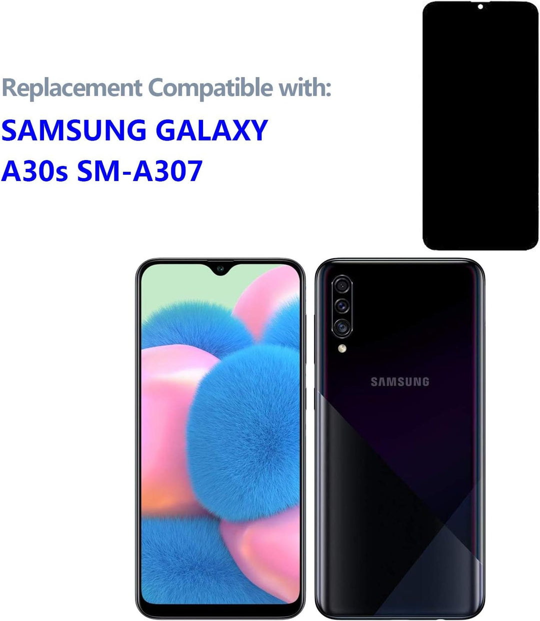 swark AM-OLED Display Kompatibel mit Samsung Galaxy A30s SM-A307 (Schwarz Ohne Rahmen) LCD Display T