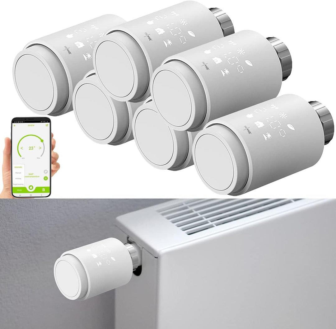 revolt Elektro-Thermostat: 6er-Set programmierbare Heizkörper-Thermostate mit Bluetooth und App (The