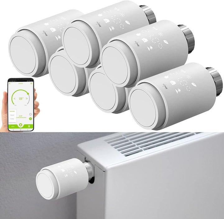 revolt Elektro-Thermostat: 6er-Set programmierbare Heizkörper-Thermostate mit Bluetooth und App (The