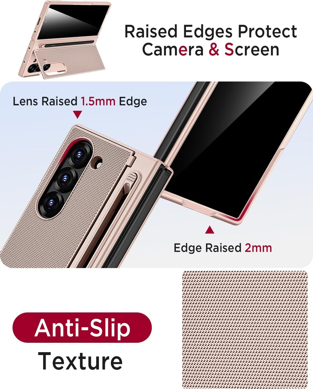 Miimall Kompatibel mit Samsung Galaxy Z Fold 6 Hülle mit S-Pen Holder, [Anti-SPY Displayschutz] Ultr