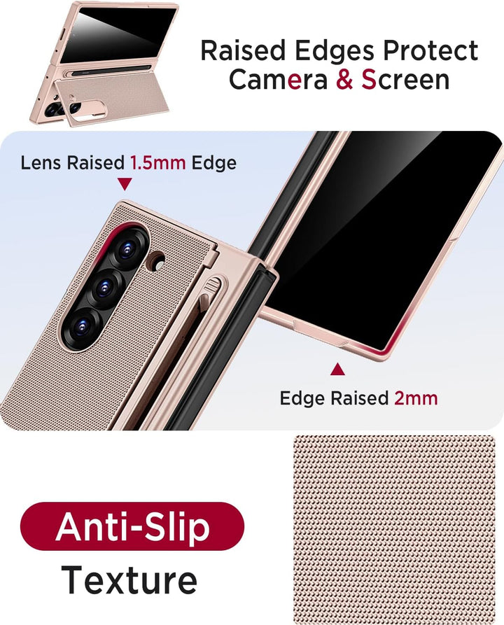 Miimall Kompatibel mit Samsung Galaxy Z Fold 6 Hülle mit S-Pen Holder, [Anti-SPY Displayschutz] Ultr