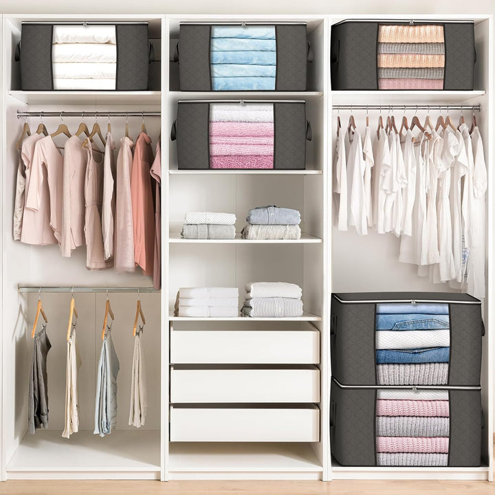 Budding Joy 4 Stück 90 L Storage Bags, Storage Boxes with Lid, Large, Moving Boxes, Foldable Underbe