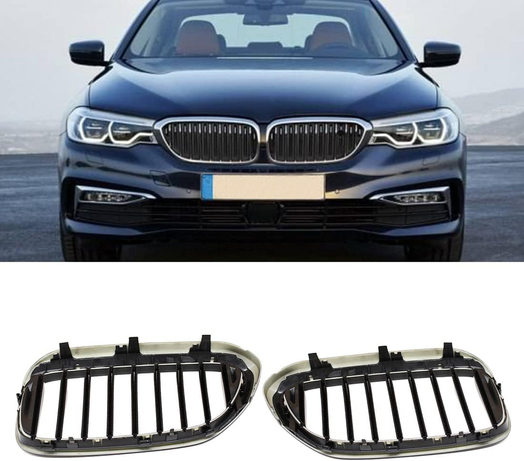 HZTWFC 1 Paar Kühlergrill glänzend schwarz einzelne Lamelle Frontstossstangengrill vorderer Nierengr