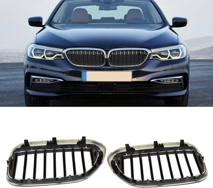 HZTWFC 1 Paar Kühlergrill glänzend schwarz einzelne Lamelle Frontstossstangengrill vorderer Nierengr
