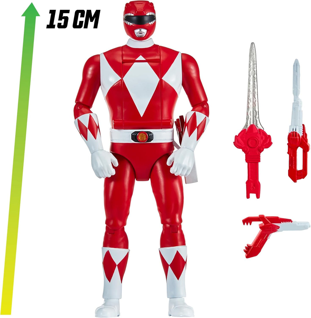 Power Rangers - Auto-Morphin, 2-in-1-Figur mit Gelenken, 15 cm, roter Ranger – Jason Lee Scott, für