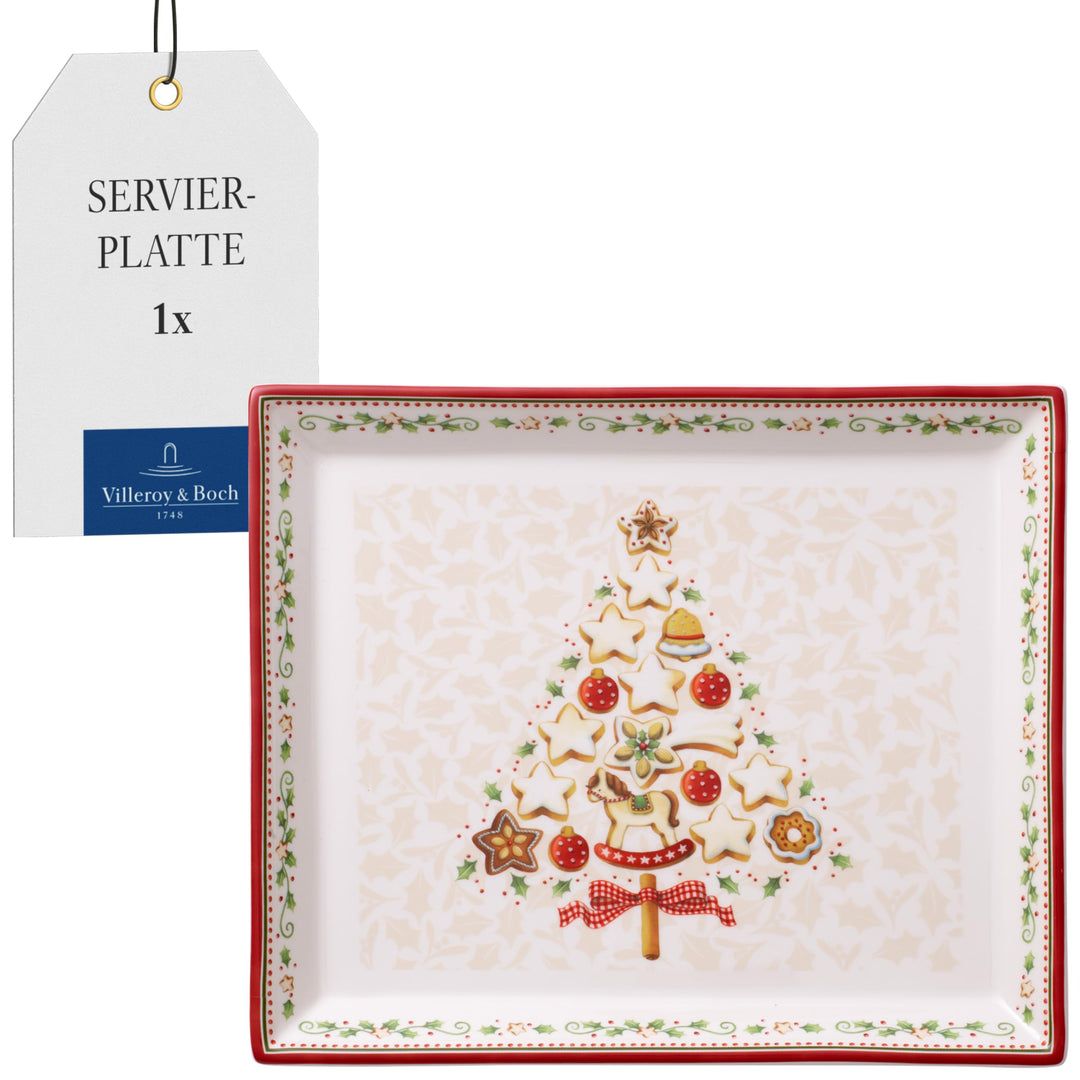 Villeroy und Boch Winter Bakery Delight Kleine rechteckige Servierplatte für Gebäck, Premium Porzell