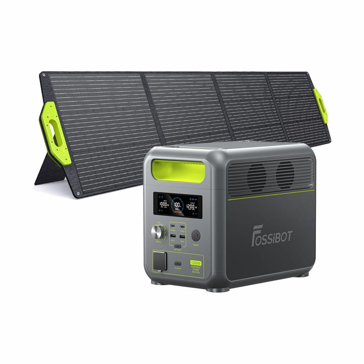 FOSSiBOT F1200 Solargenerator mit 200W Solarpanel, 1024Wh LiFePO4 Tragbare Powerstation 2 1200W AC S