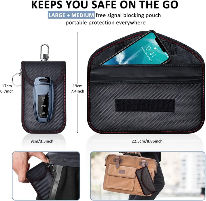 Samfolk Keyless Go Schutz Autoschlüssel Box & 2 Faraday Bag, Faraday Box Strahlenschutz Keyless Go S