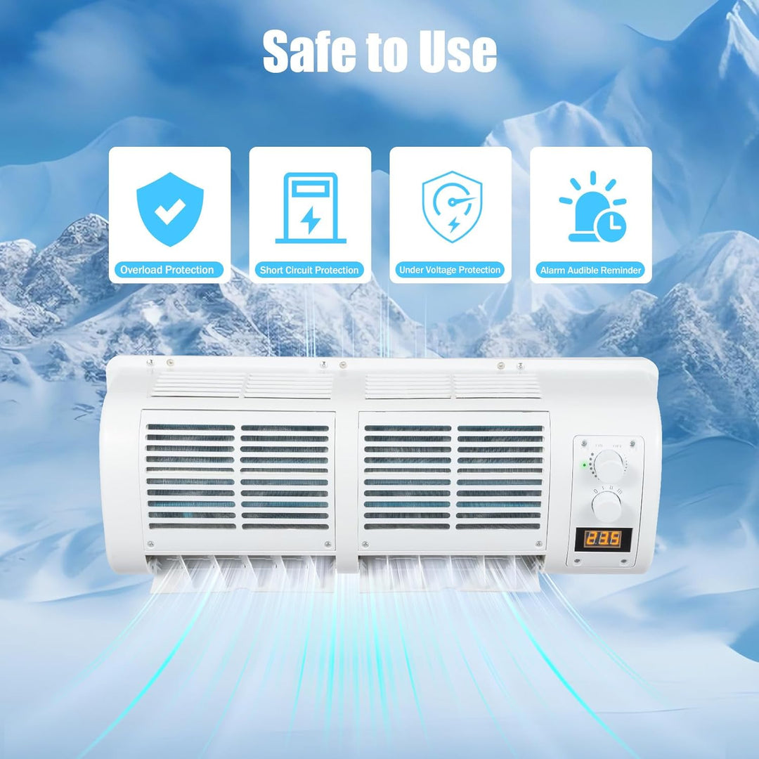 12V LKW Klimaanlage mit LCD Display, 100W Auto Split Klimagerät mit 3 Stufen & Temp Regler, Wandklim