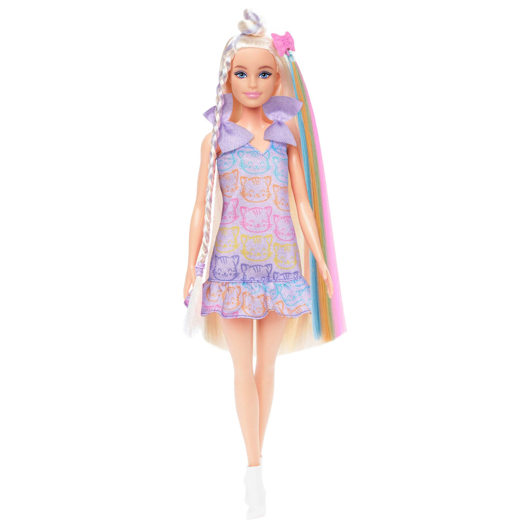 Barbie Fun & Fancy Puppe mit Accessoires, Modepuppe mit extra langem blondem Haar und 2 Looks, inklu