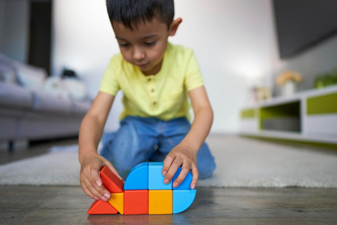 GEOMAG - MAGICUBE - 9 Magnetische Bausteine Rot/Orange/Blau - Pädagogisches Spielzeug Für Kinder Ab