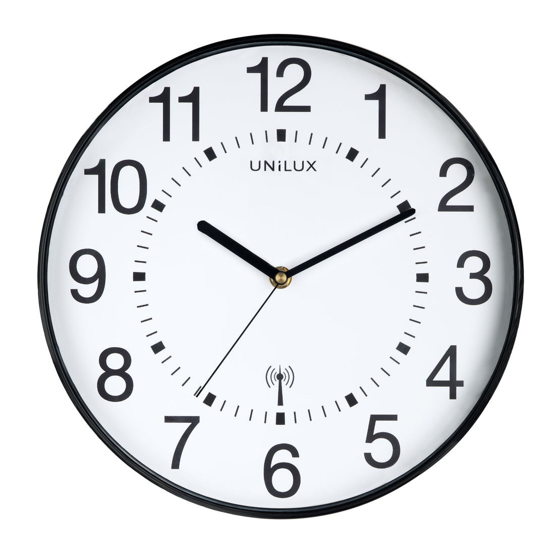 Unilux Funk-Wanduhr Maxi Wave, 30cm, schwarz, Schwarz