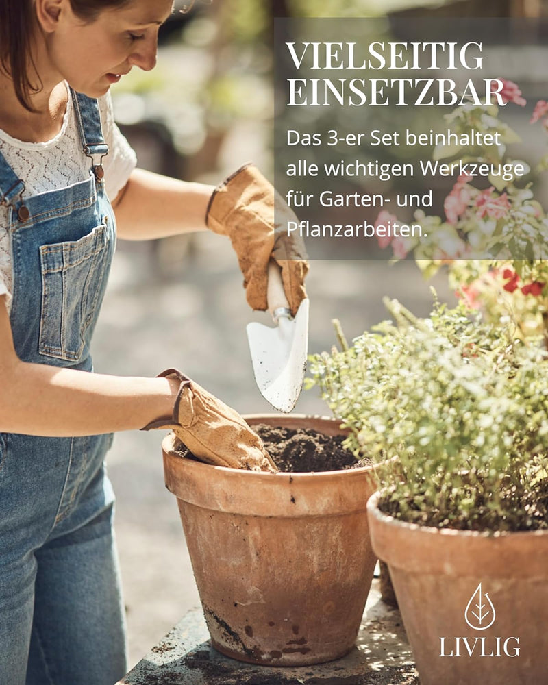 Livlig53 Gartenwerkzeug Set Pflanzen, Gartengeräte Balkon, Gartengeräte Frauen, Gartengeräte weiss,